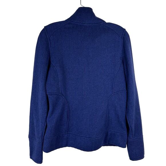 REI Womens Fleece Jacket Size Small Full Zip Snap Mock High Collar Blue Sweater - Picture 2 of 8